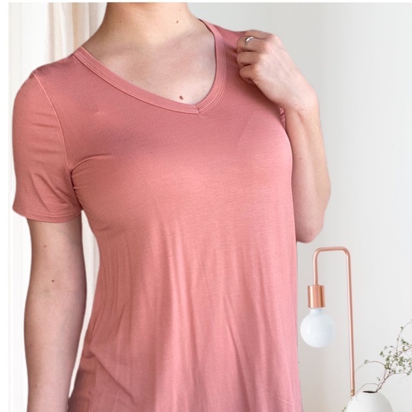 Modal V Neck Basic Tee Apricot - Picture 8 of 11